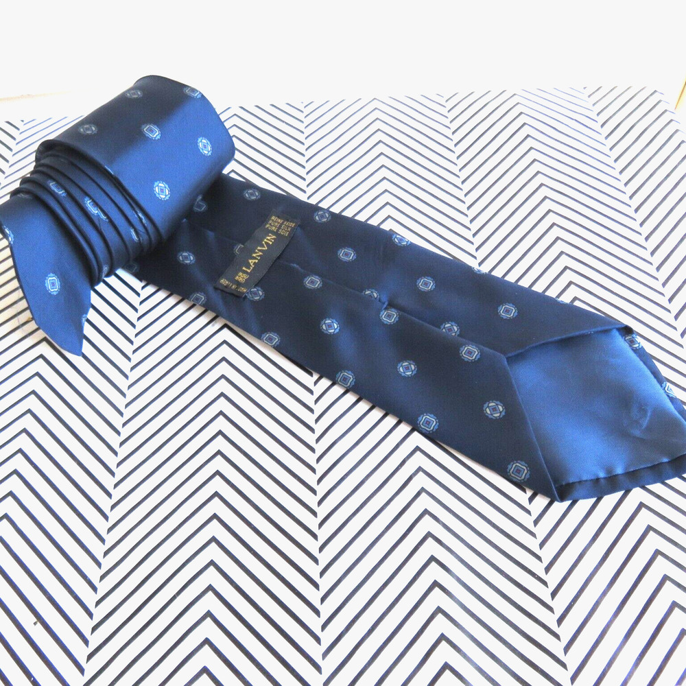 Lanvin Blue Patterned Silk Tie Made In Italy